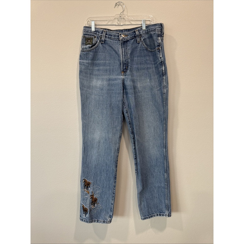 Mens Cinch Jeans‎ Embroidered Horses Light Wash Denim Straight Leg 34x32